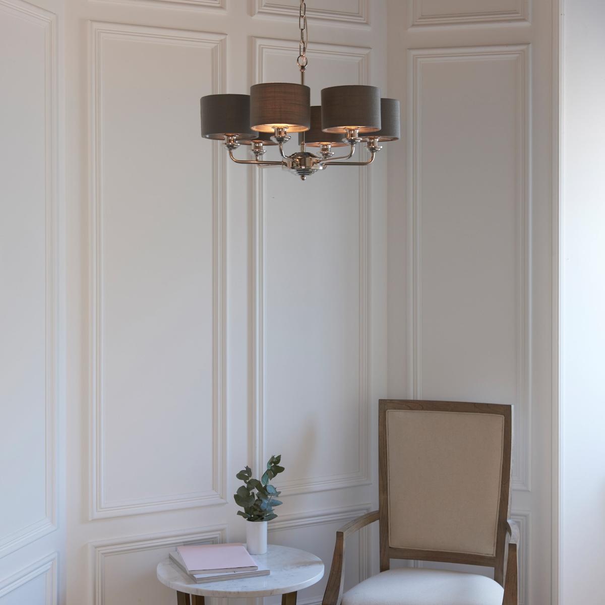 Highclere 6 Multi Pendant Light - Nickel – image 3