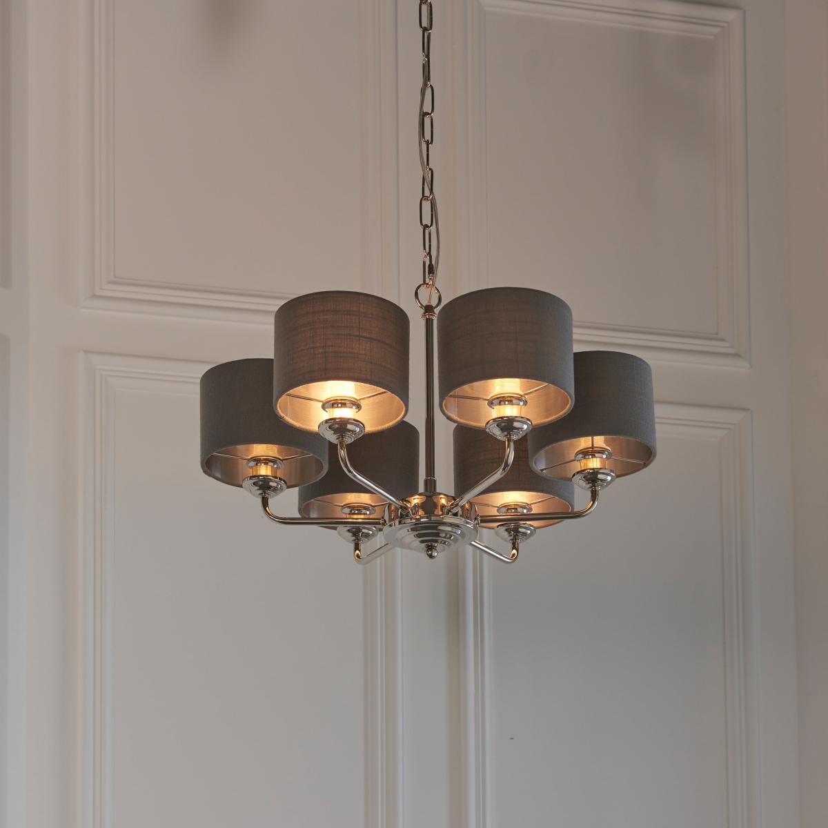 Highclere 6 Multi Pendant Light - Nickel – image 1