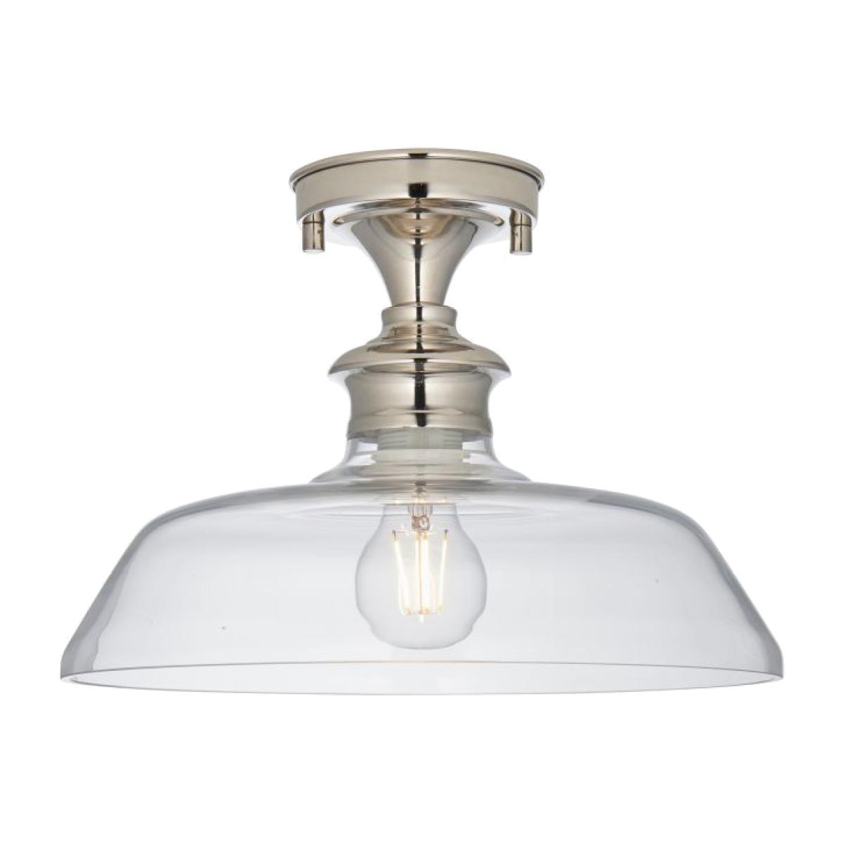 Barford 1 Light Flush Ceiling Light - Nickel/Clear