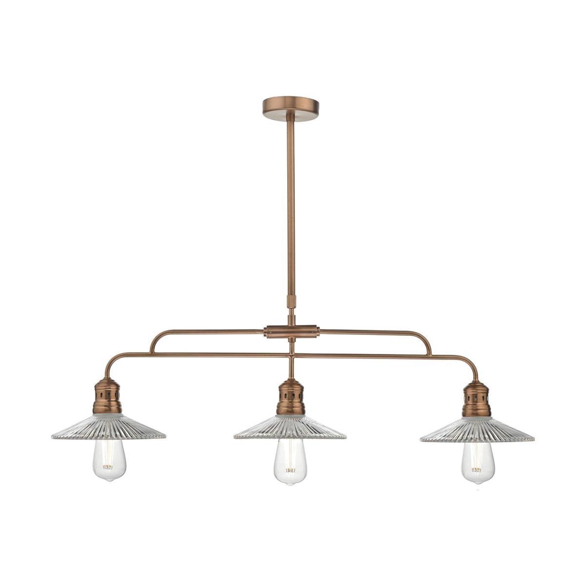 Dar Lighting ADE7364 Adeline Bar Pendant Brushed Copper and Glass