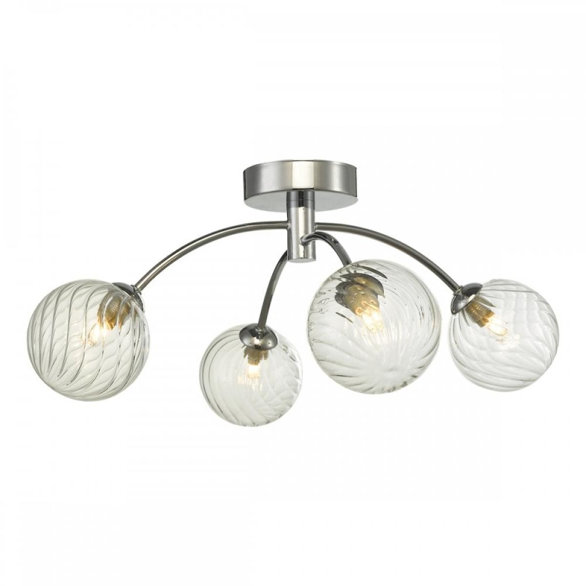 dar lighting IZZ0450-03 Izzy 4 Light Semi Flush Polished Chrome Twisted Glass – image 2