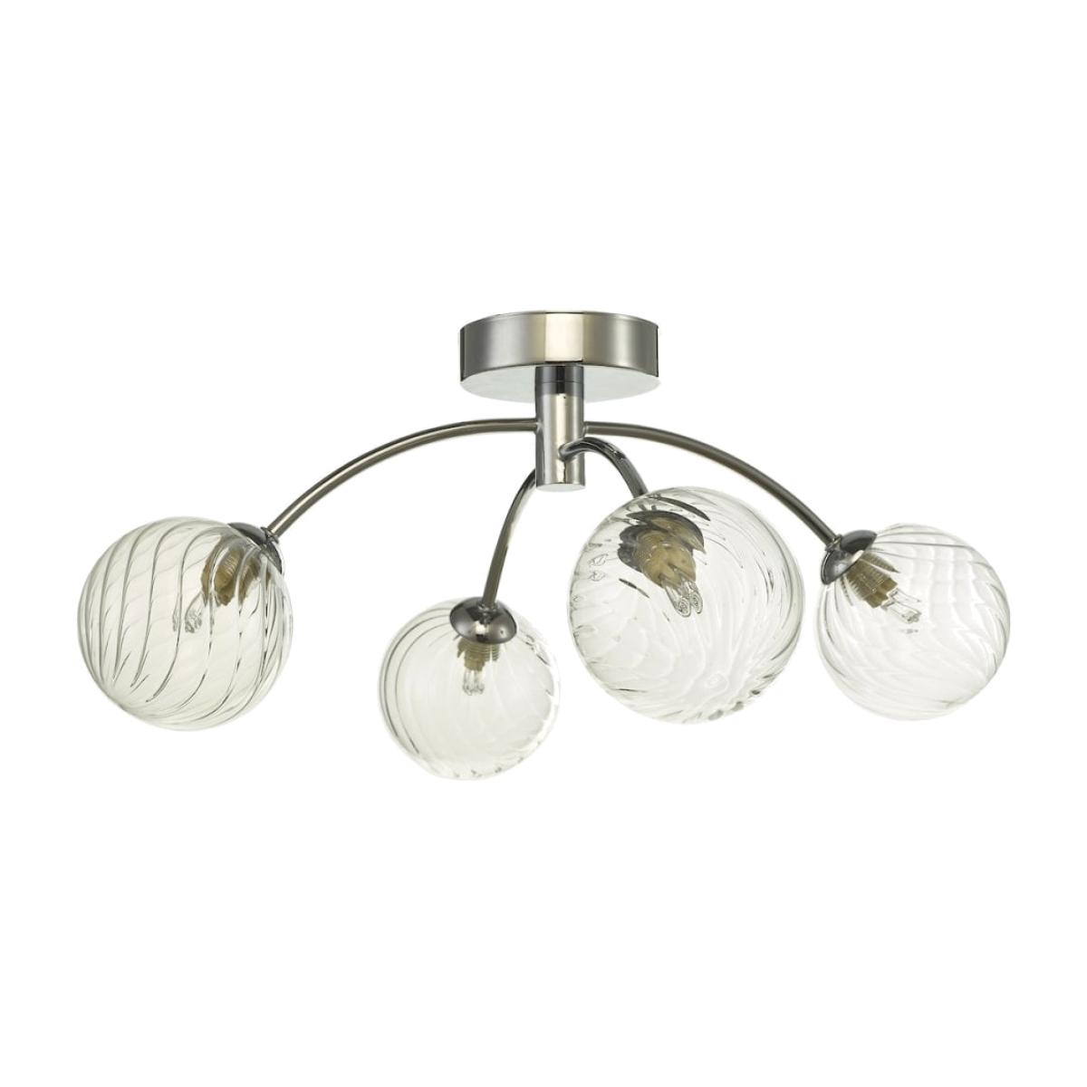 dar lighting IZZ0450-03 Izzy 4 Light Semi Flush Polished Chrome Twisted Glass – image 1