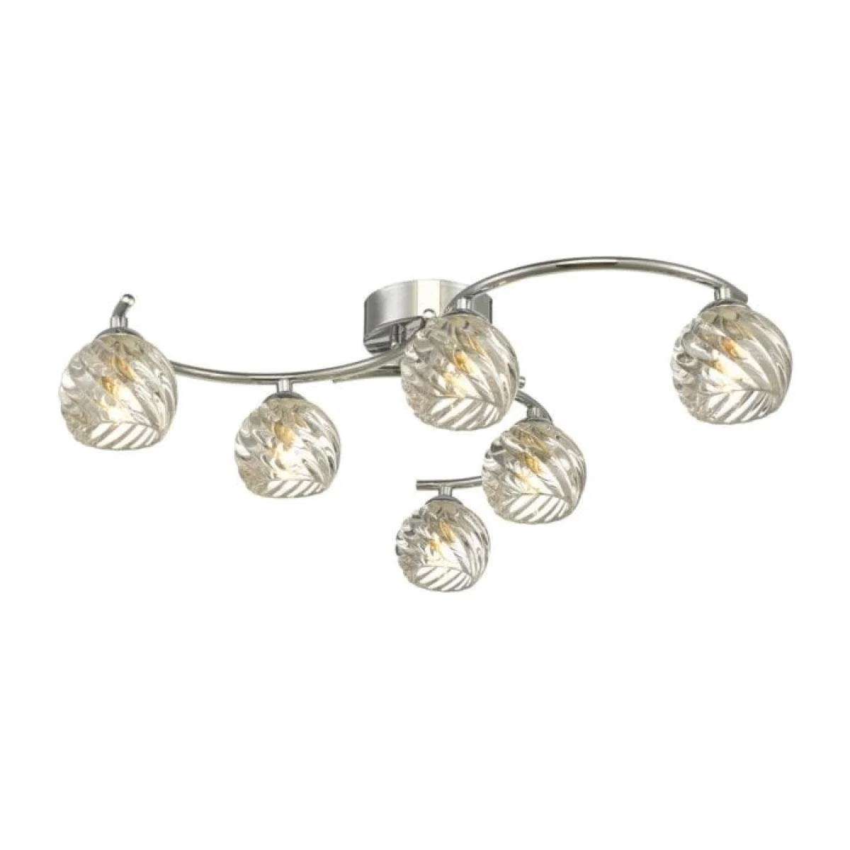 dar lighting Nak6450-05 Nakita 6 Light Semi Flush Polished Chrome With Twisted Open Glass