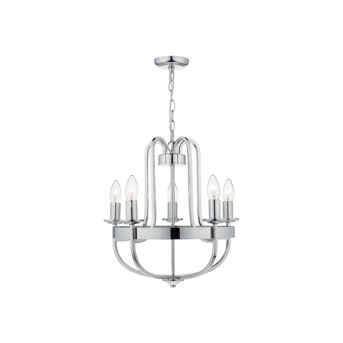 dar lighting Hey0538 Heythrope 5 Light Pendant Polished Nickel
