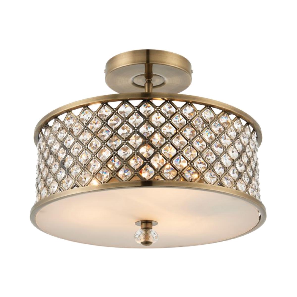 Moncton 3 Light Flush Ceiling Light - Antique Brass
