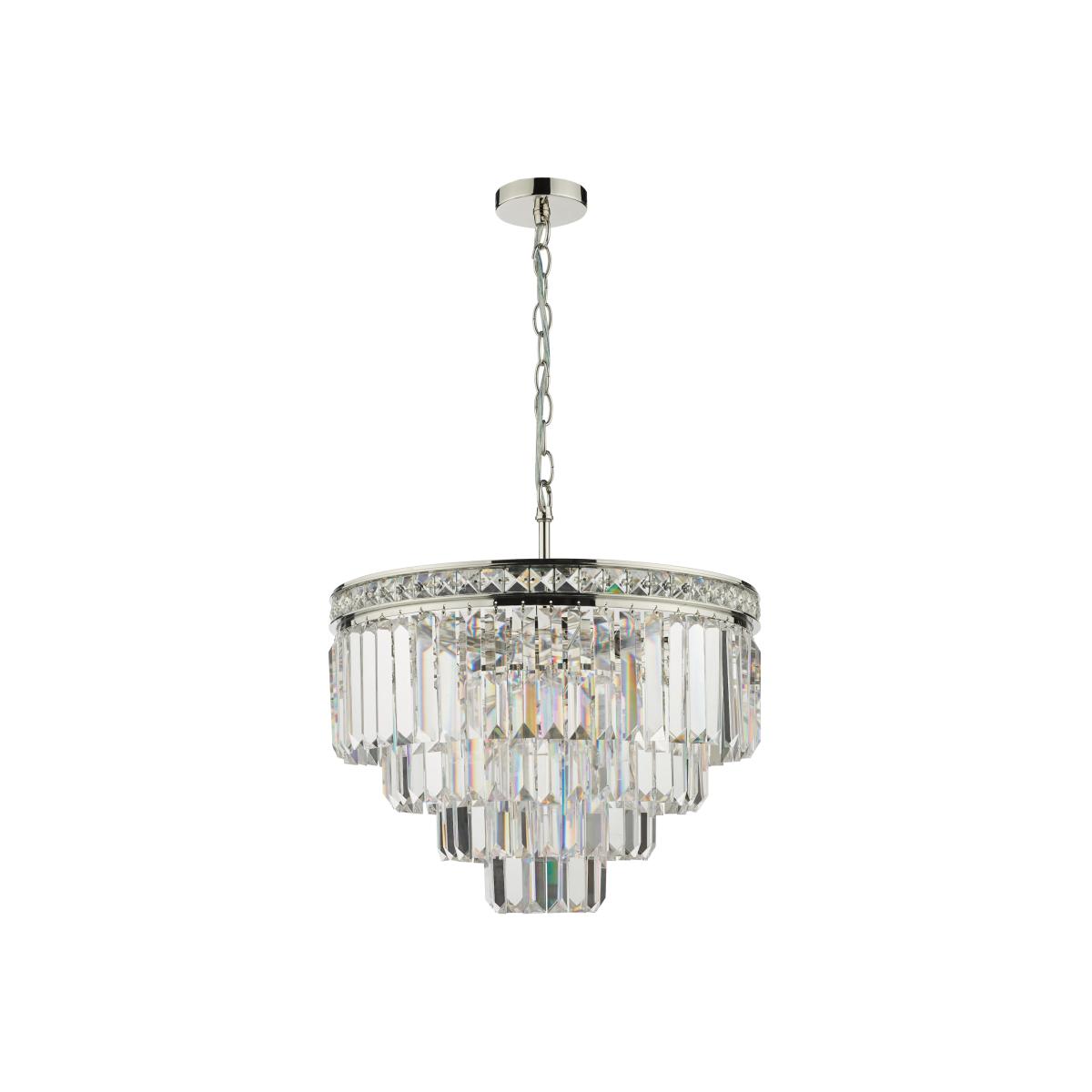 dar lighting Vya0432 Vyana 4 Light Pendant Polished Nickel Crystal
