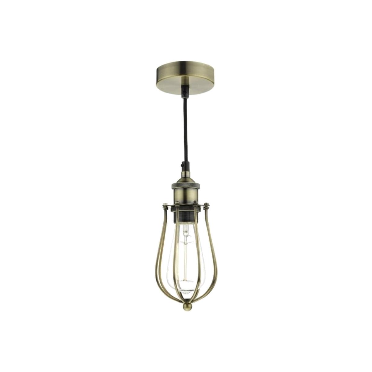 dar lighting TAU0175 Taurus 1 Light Pendant Cage Antique Brass