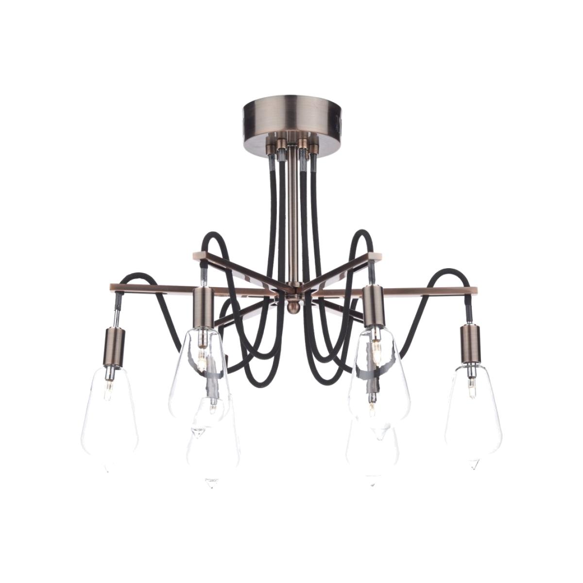 dar lighting SCR0664 Scroll 6 Light Semi Flush Copper