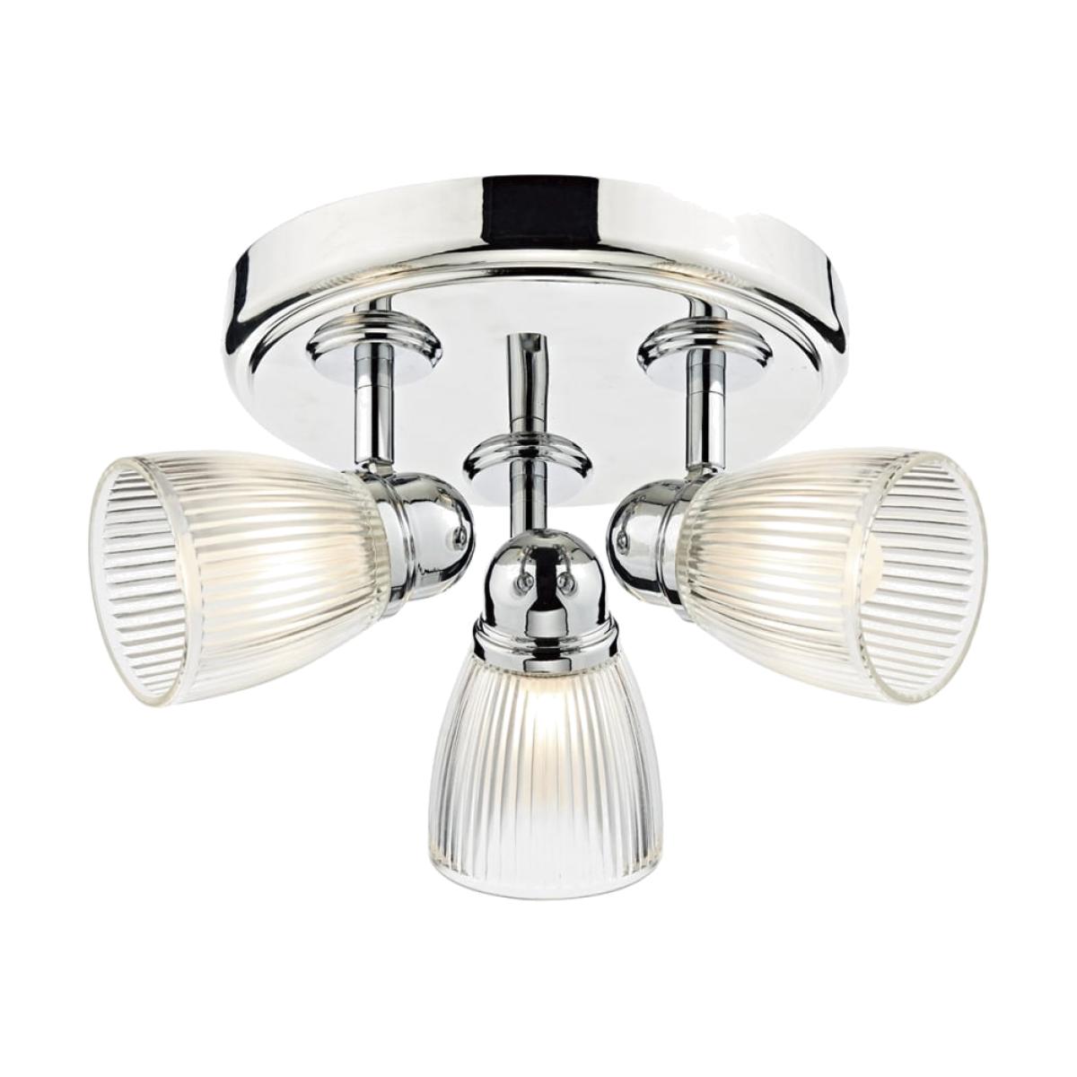 dar lighting CED7638 Cedric 3 Light Round Plate Spot Polished Chrome IP44