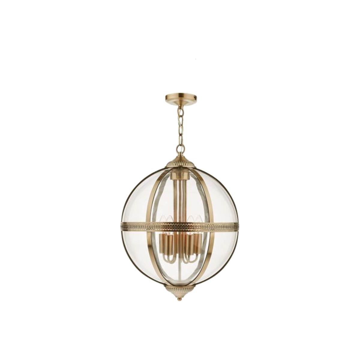 dar lighting Van0575 Vanessa 5 Light Lantern Antique Brass Glass