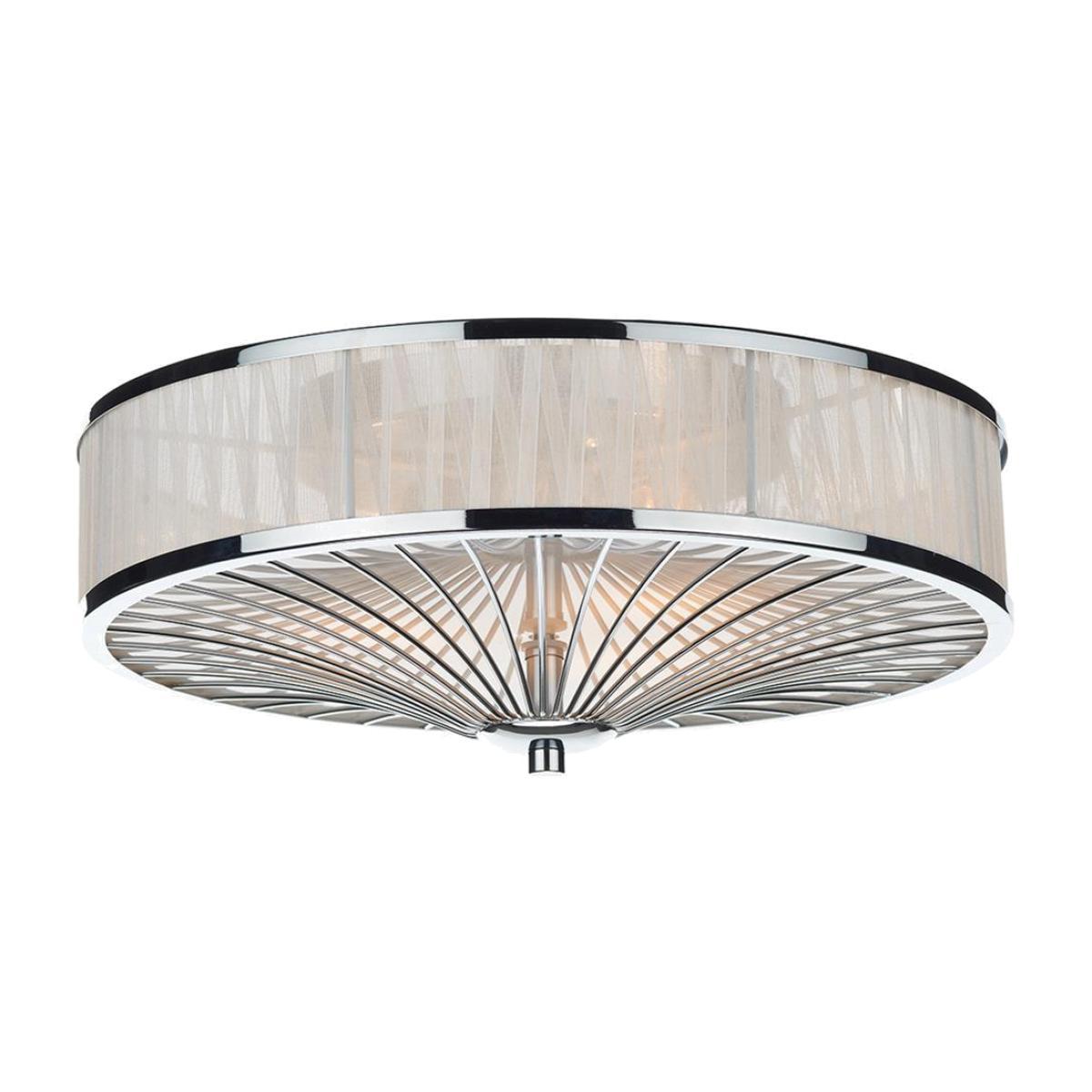 Dar Lighting OSL5050 Oslo 3 Light Flush Polished Chrome And White