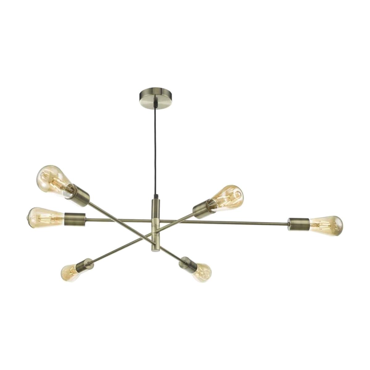 dar lighting Ala0675 Alana 6 Light Pendant Antique Brass