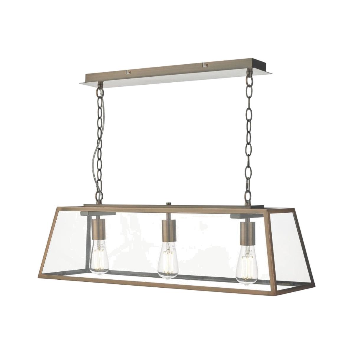 dar lighting Aca0364 Academy 3 Light Bar Pendant Antique Copper