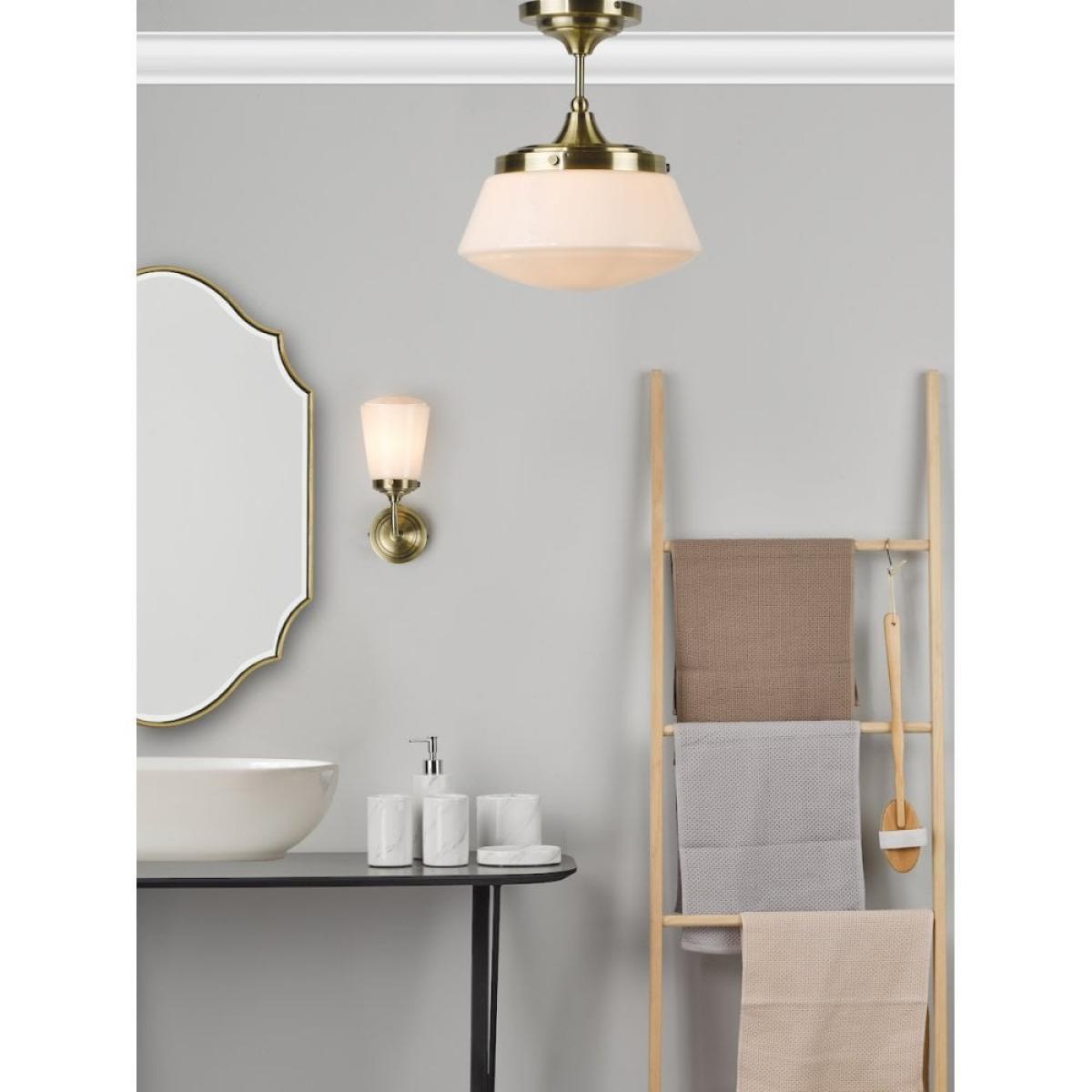 dar lighting CAD0175 Caden Semi Flush Antique Brass Opal Glass IP44 – image 2