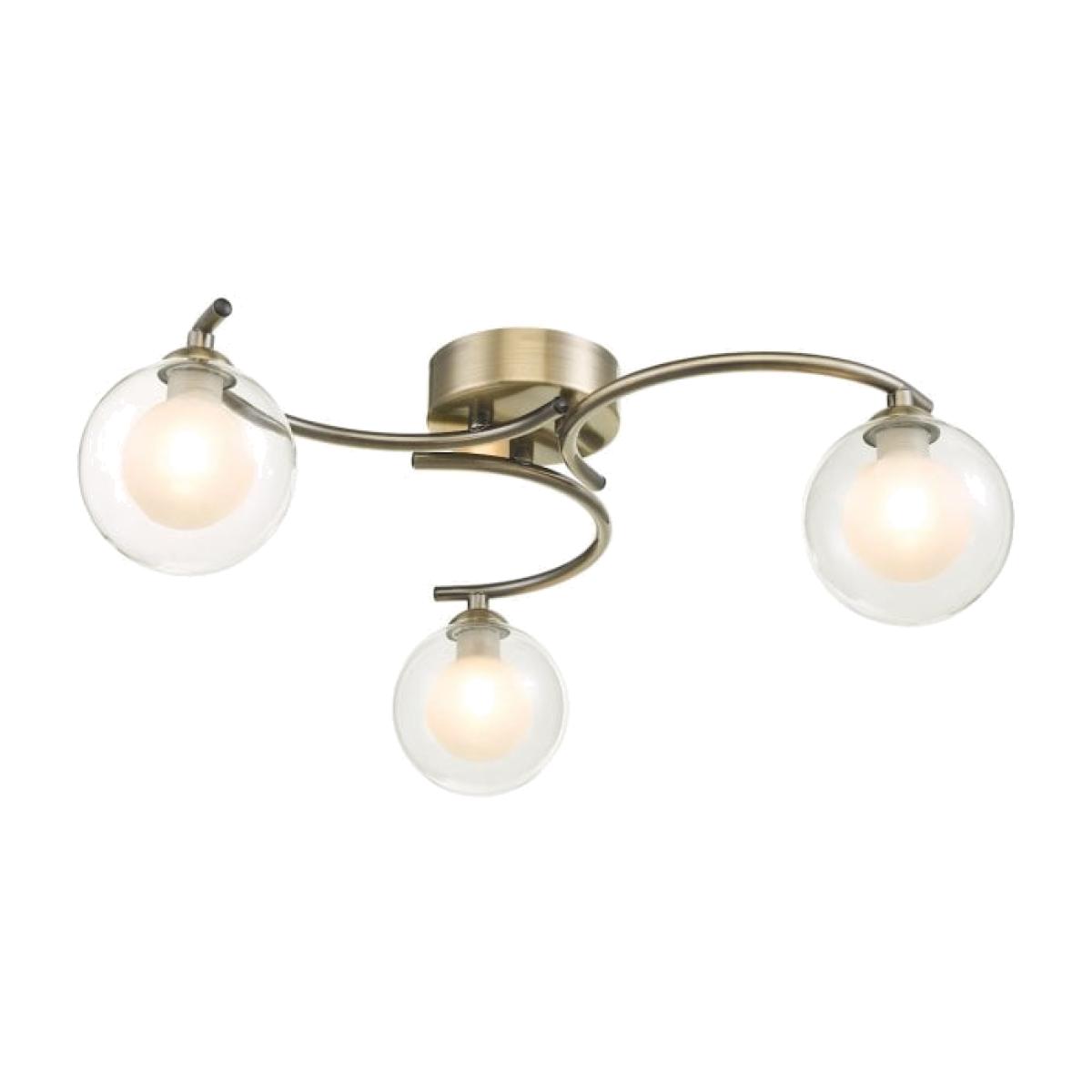 dar lighting Nak5375-04 Nakita 3 Light Semi Flush Antique Brass With Clear/Opal Glass