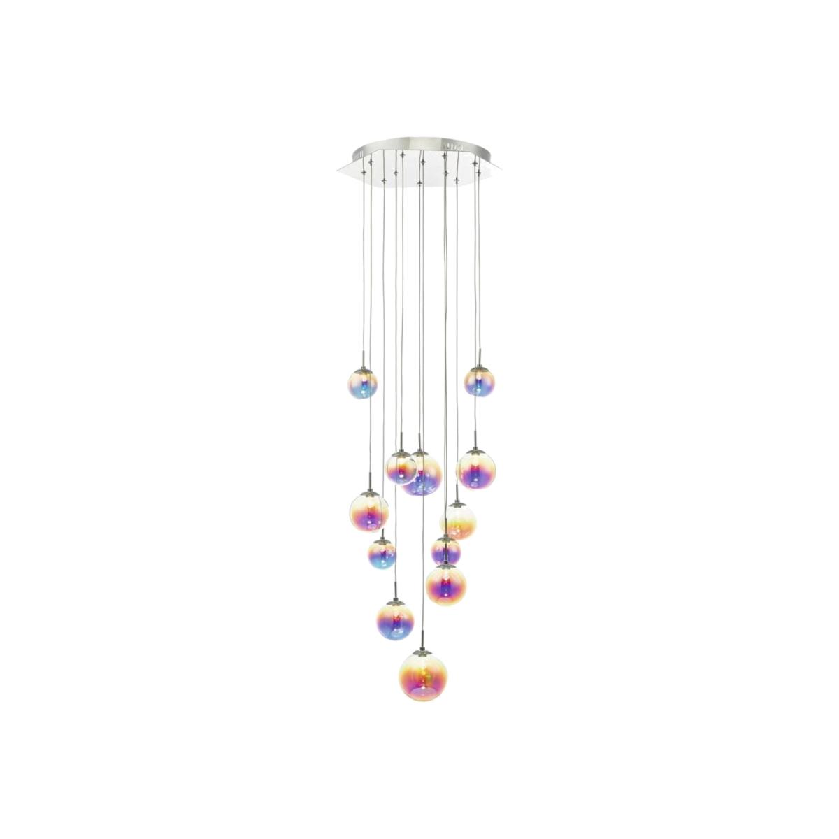 dar lighting CES1250 Cesario 12 Light Cluster Pendant Polished Chrome And Multi Colour LED