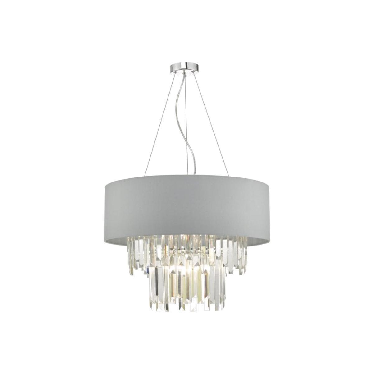 dar lighting Hal0639 Halle 6 Light Pendant Grey and Crystal Cw Shade