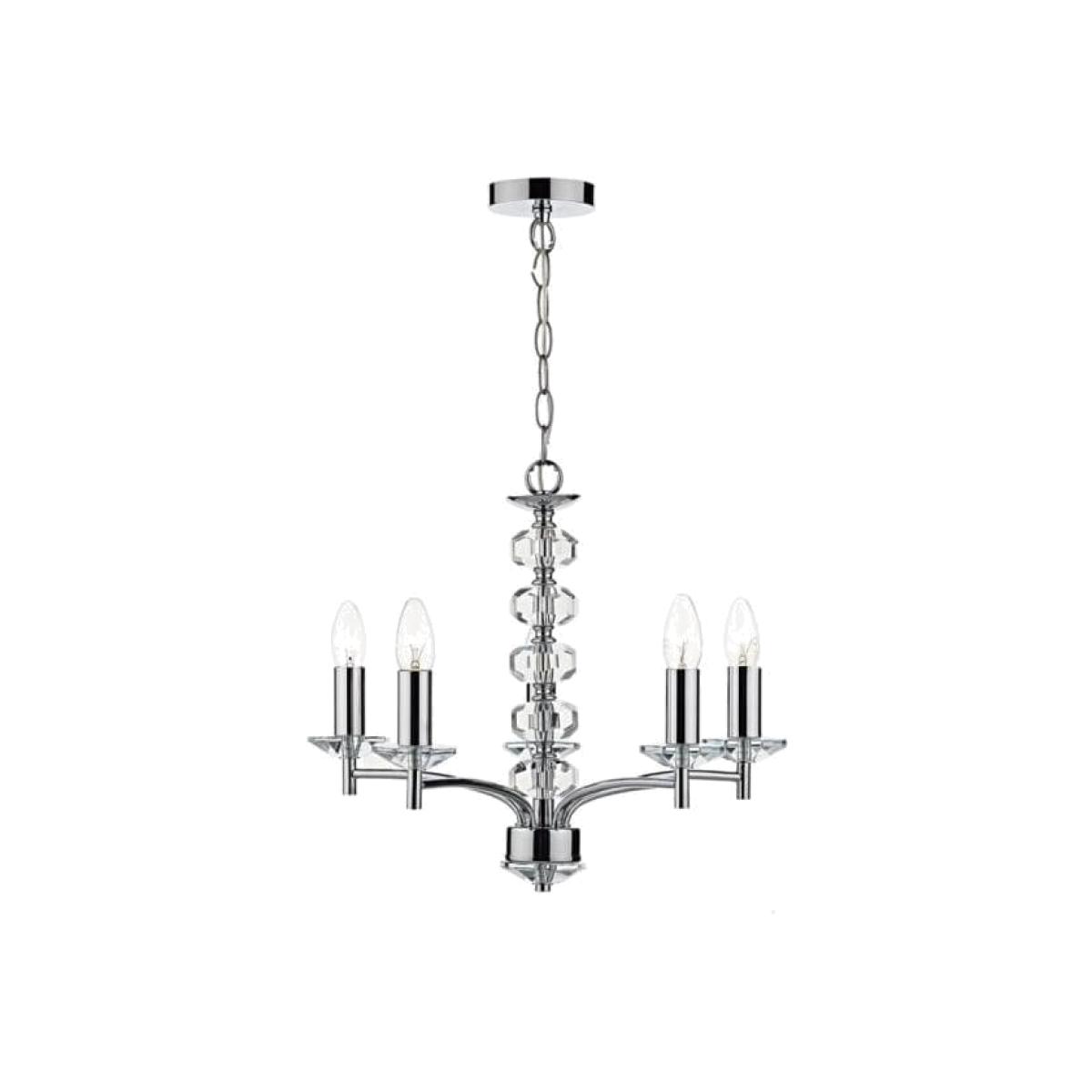 dar lighting OLE0550 Oleana 5 Light Pendant Polished Chrome Crystal