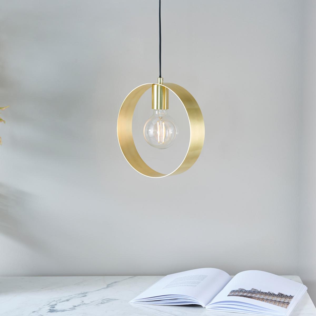 Hoop Pendant Light - Brushed Brass – image 3