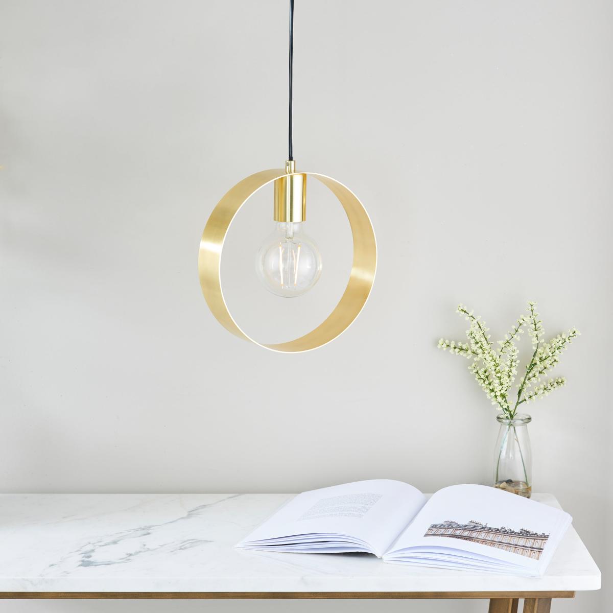 Hoop Pendant Light - Brushed Brass – image 1