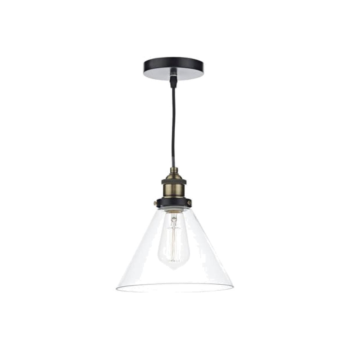 dar lighting Ray0175 Ray 1 Light Pendant Antique Brass Clear
