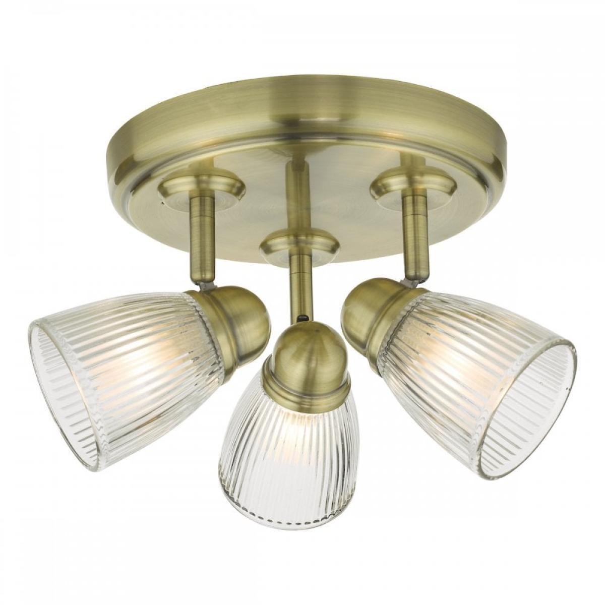 dar lighting CED7675 Cedric 3 Round Plate Spotlight Antique Brass Glass IP44 – image 2