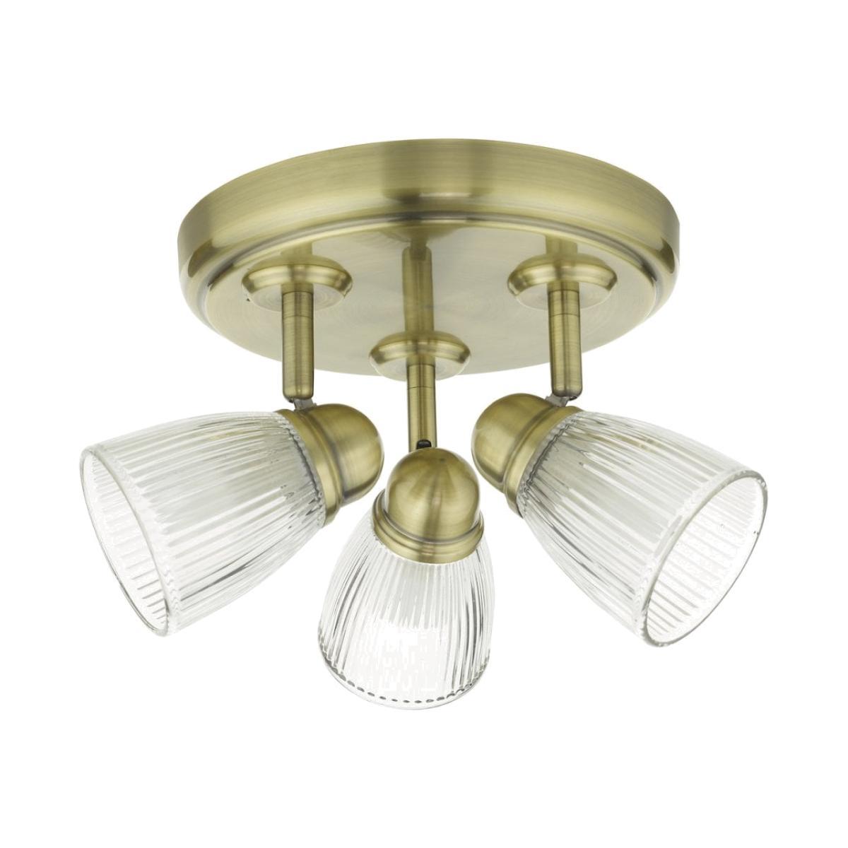 dar lighting CED7675 Cedric 3 Round Plate Spotlight Antique Brass Glass IP44 – image 1