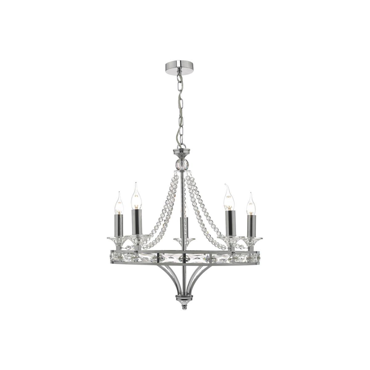 dar lighting MAB0550 Mabry 5 Light Chandelier Polished Chrome and Crystal
