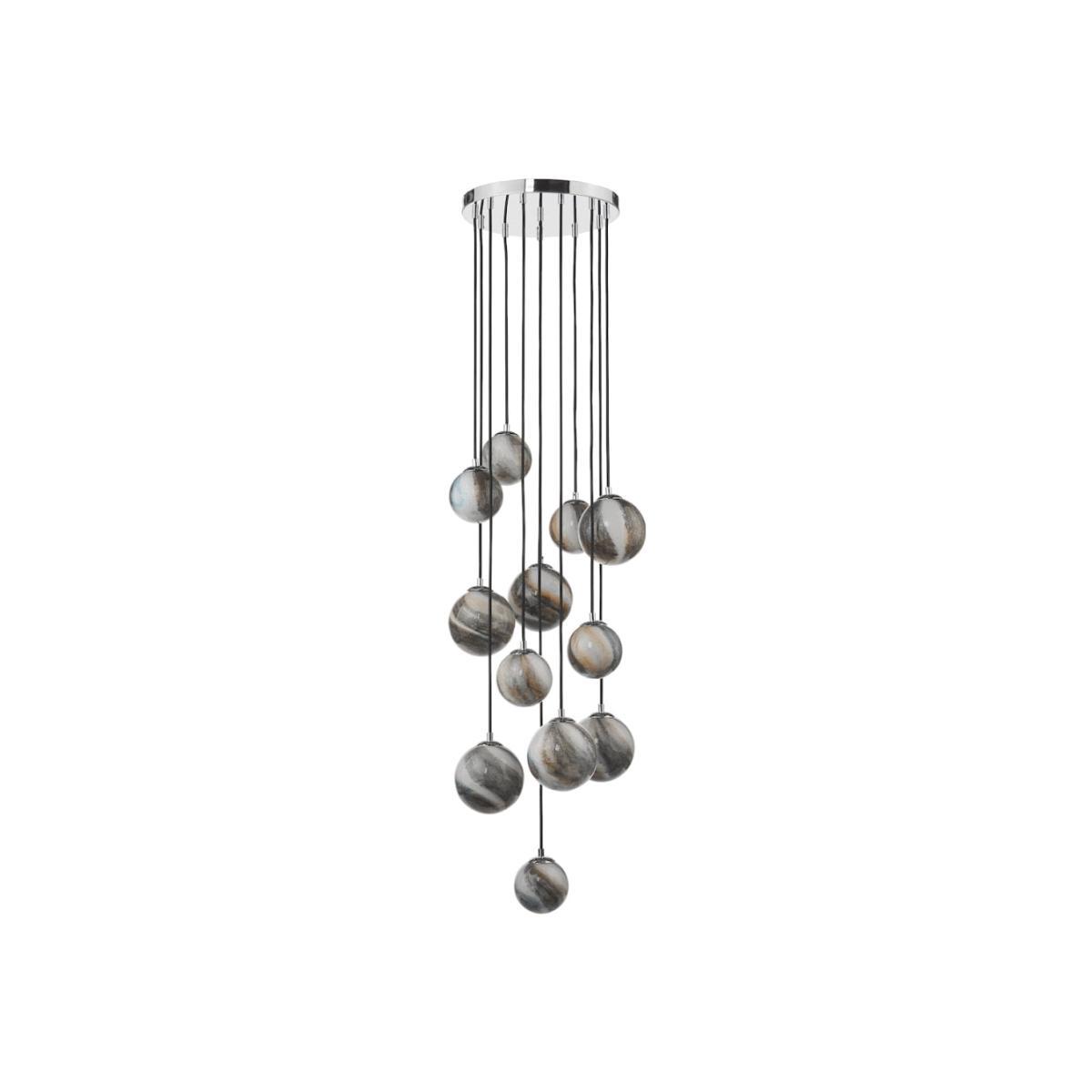 dar lighting Mik1250 Mikara 12 Light Cluster Pendant Polished Chrome Glass 2.5m