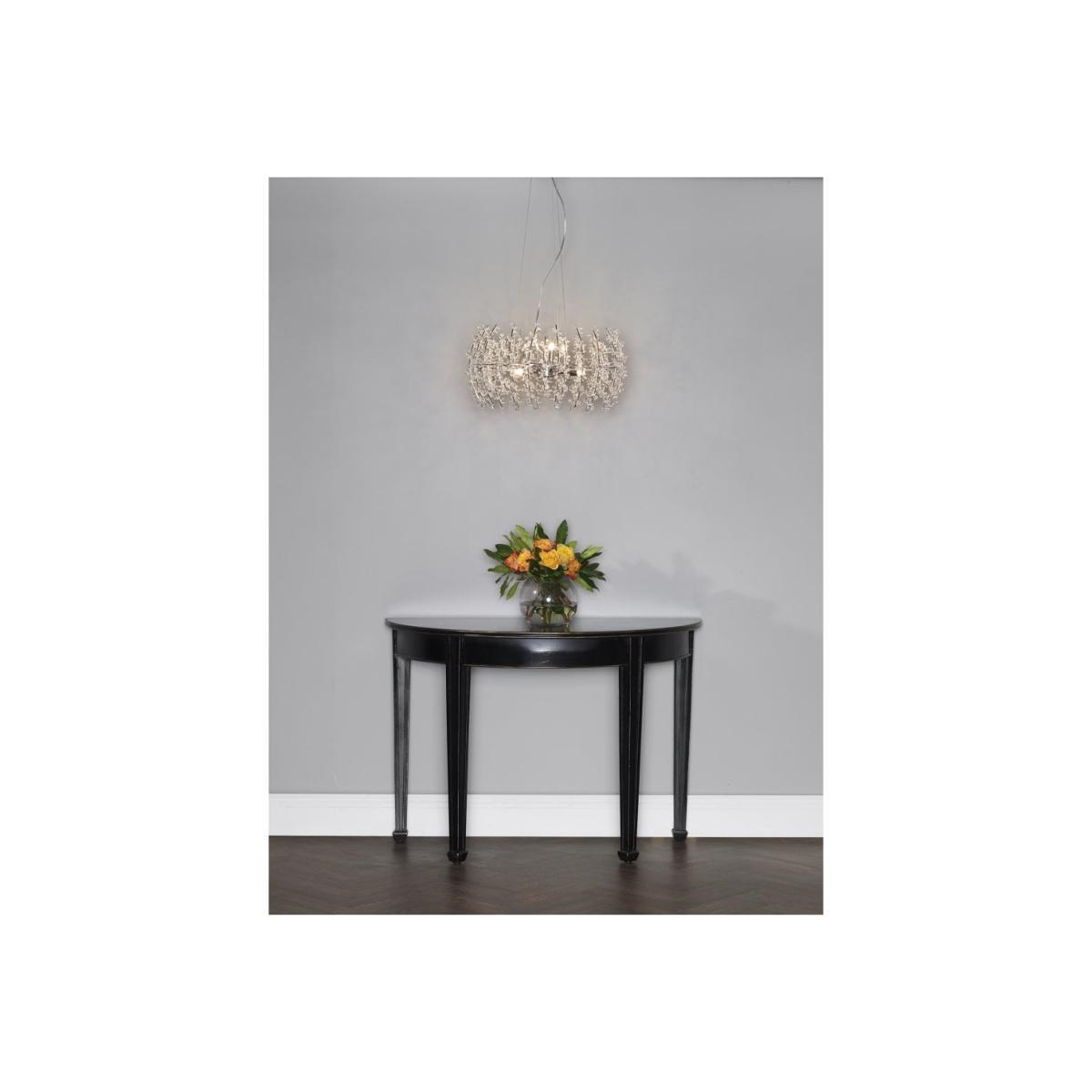 dar lighting Ses0650 Sestina 6 Light Pendant Crystal Beads Chrome Frame