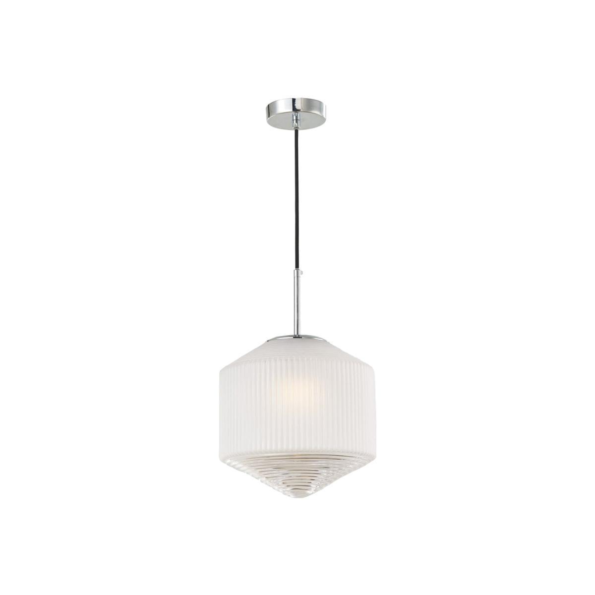 dar lighting Nis0108 Nisha 1 Light Pendant Polished Chrome And Frosted/Clear Glass