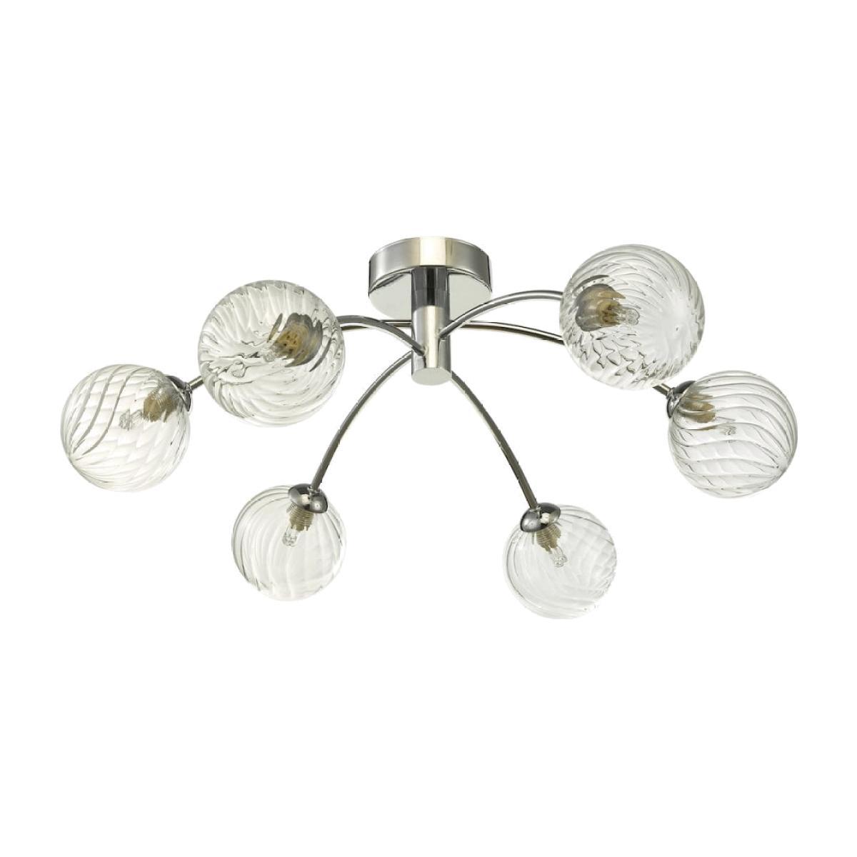 dar lighting IZZ0650-03 Izzy 6 Light Semi Flush Polished Chrome Twisted Glass