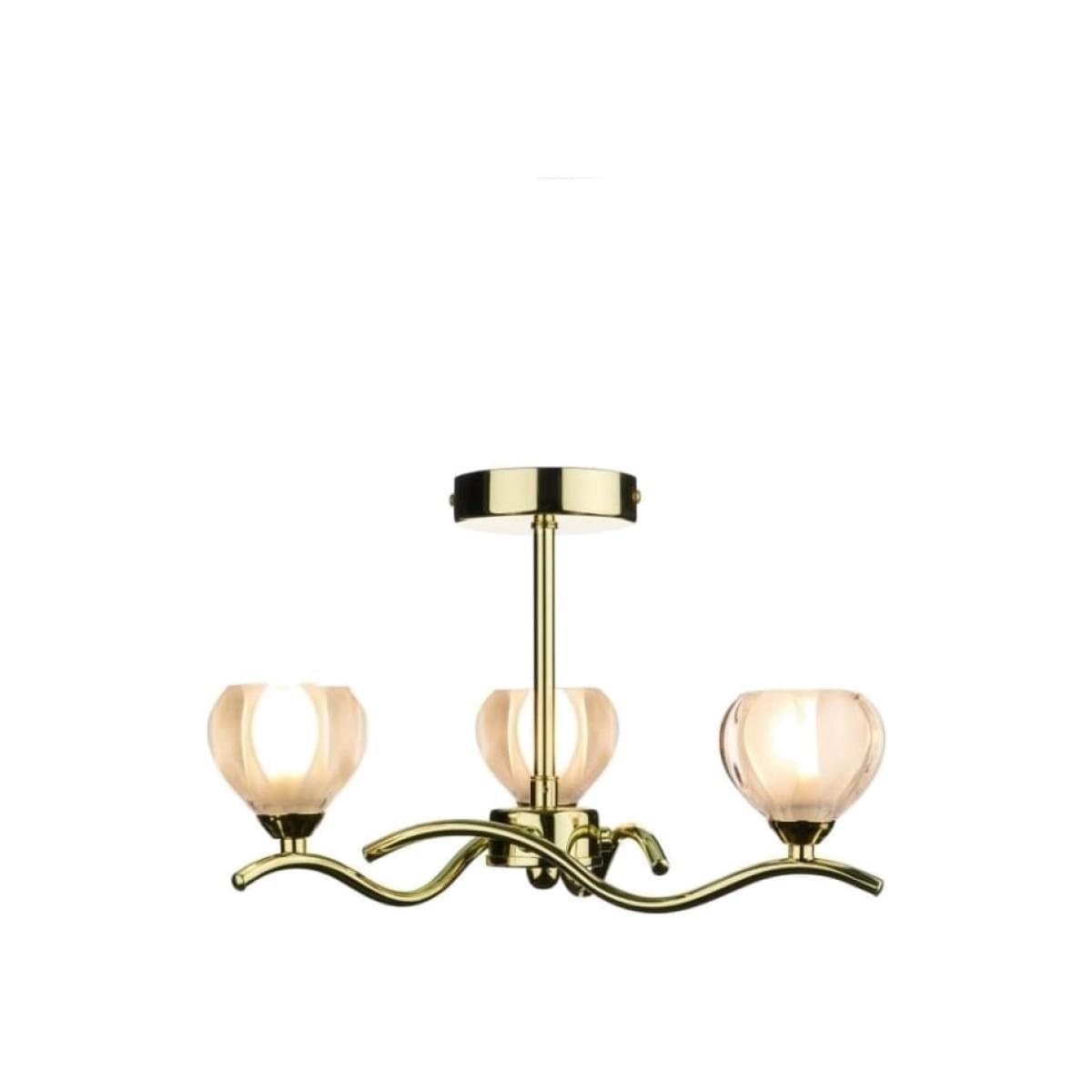 Dar Lighting CYN0340 Cynthia 3 Light Semi Flush Polished Brass