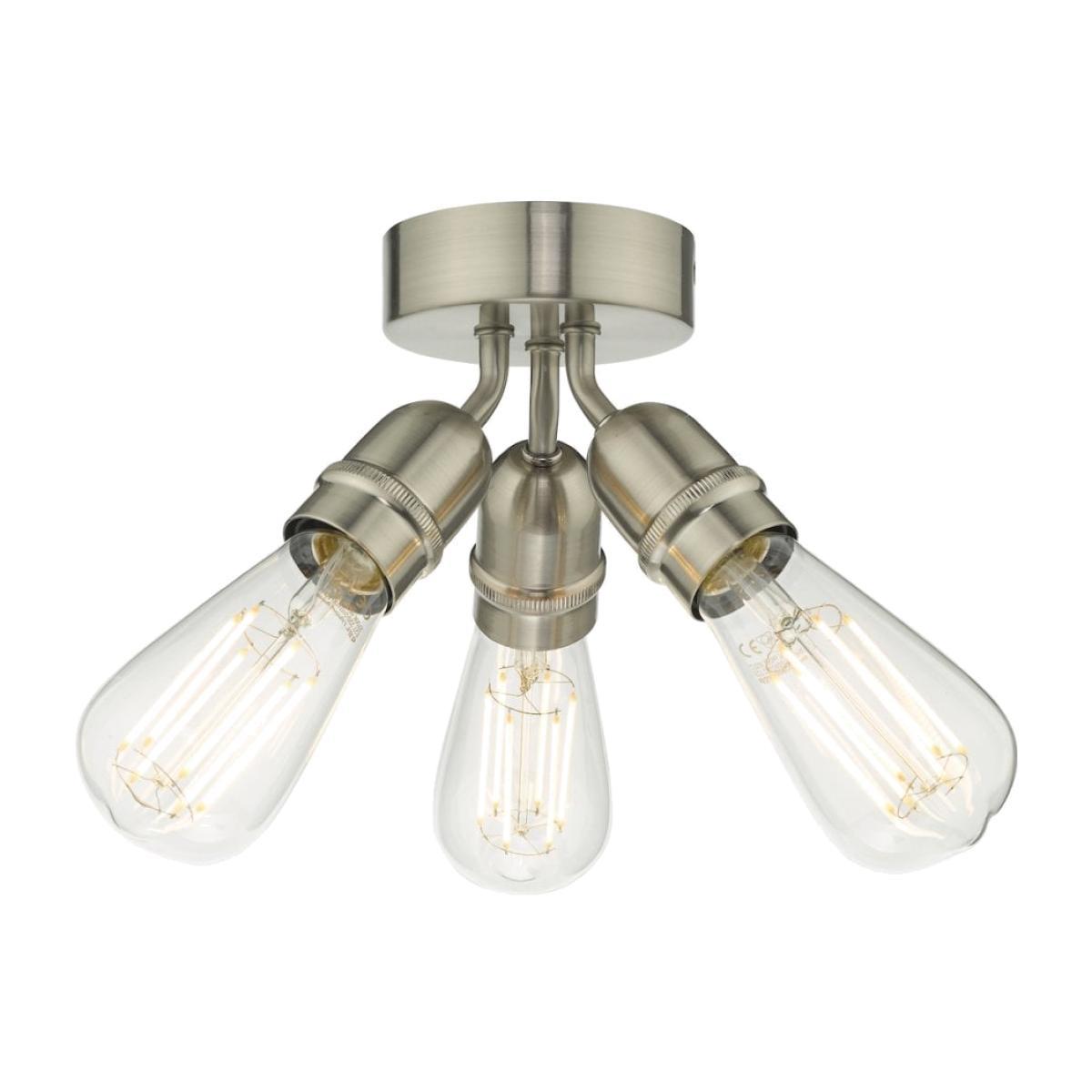 dar lighting YAO0338 Yao 3 Light Flush Satin Nickel – image 1