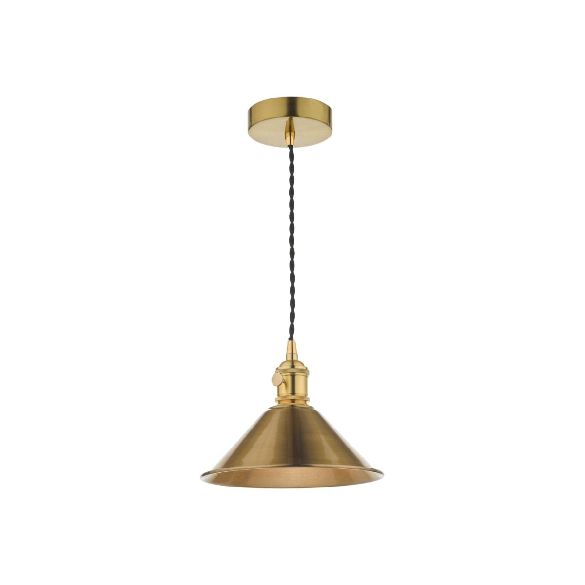 dar lighting Had0140-01 Hadano 1 Light Pendant Natural Brass With Aged Brass Shade