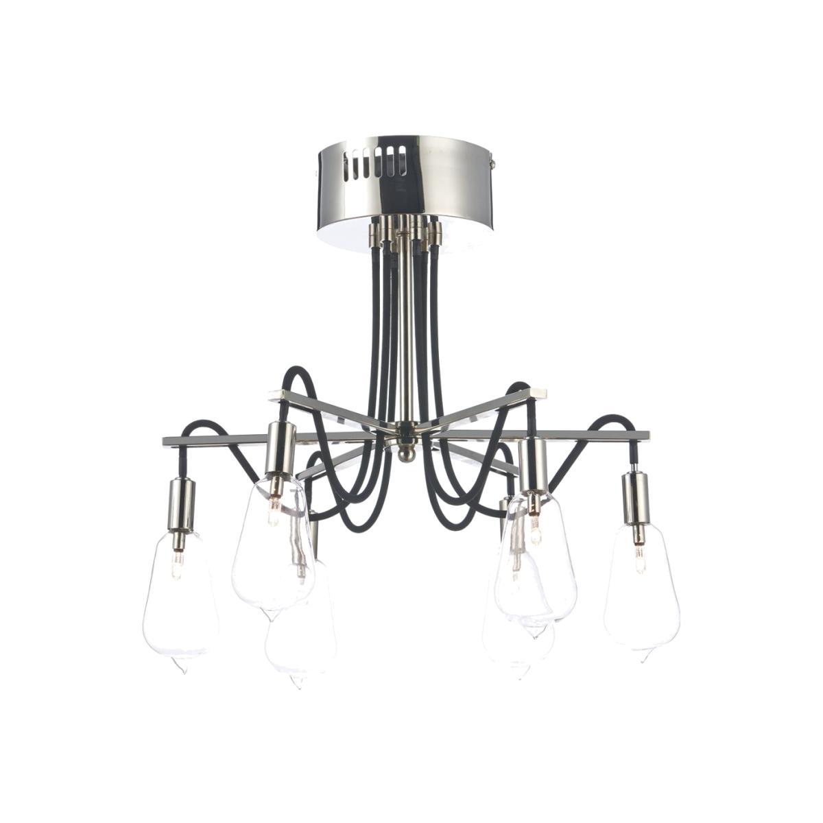 dar lighting SCR0638 Scroll 6 Light Semi Flush Polished Nickel