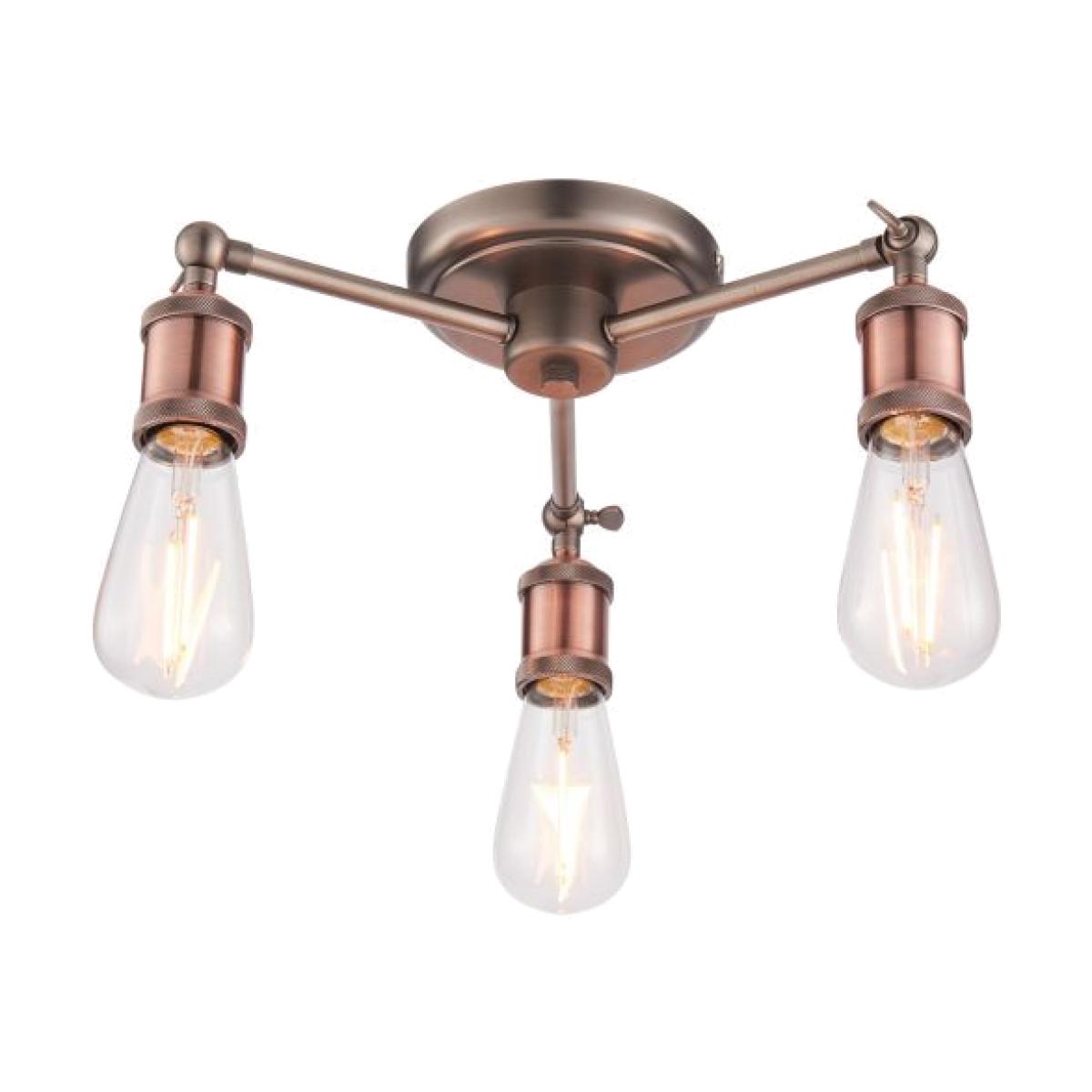 Hal 3 Light Semi Flush Ceiling Light - Aged Copper