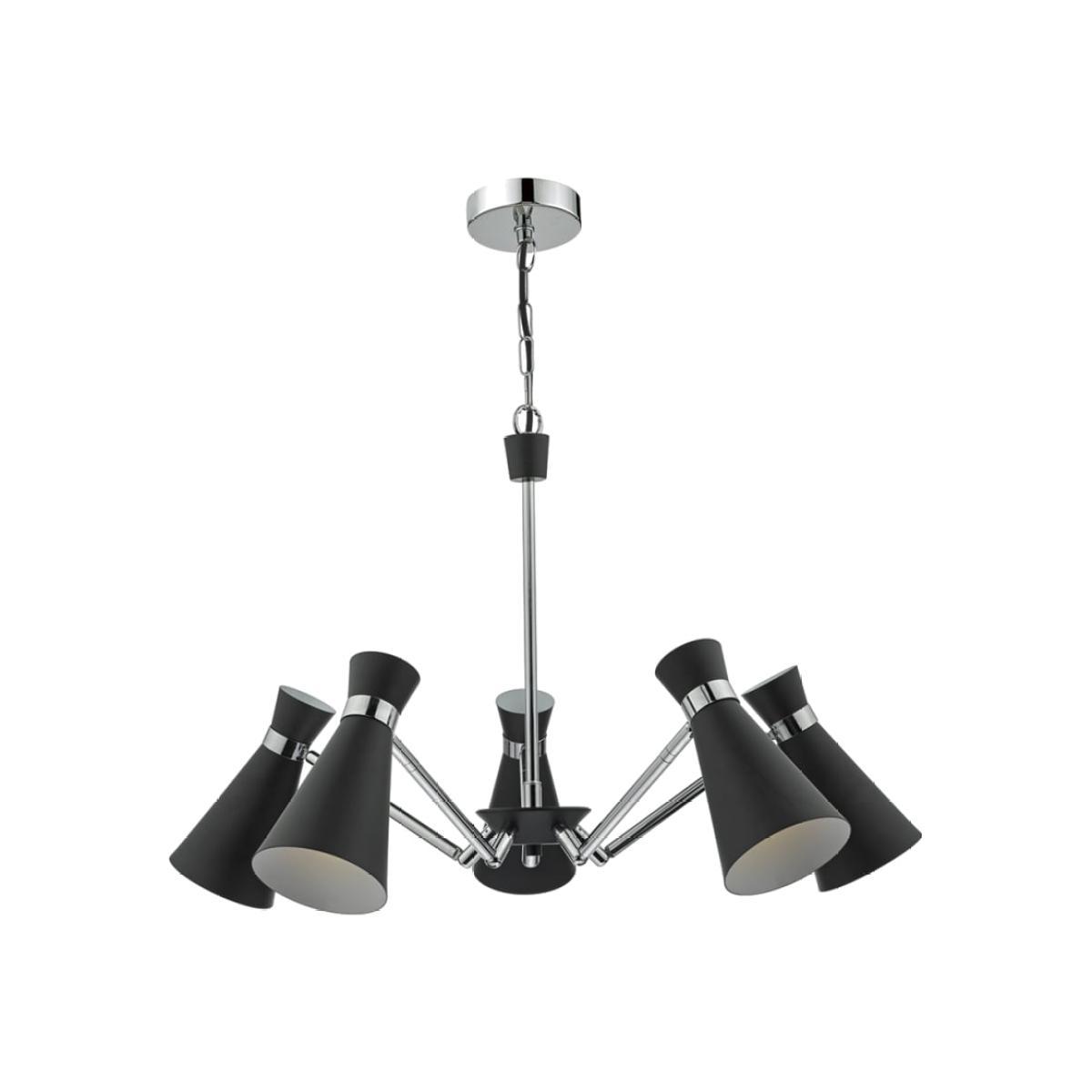 Dar Lighting ASH0522 Ashworth 5 Light Pendant Black and Polished Chrome