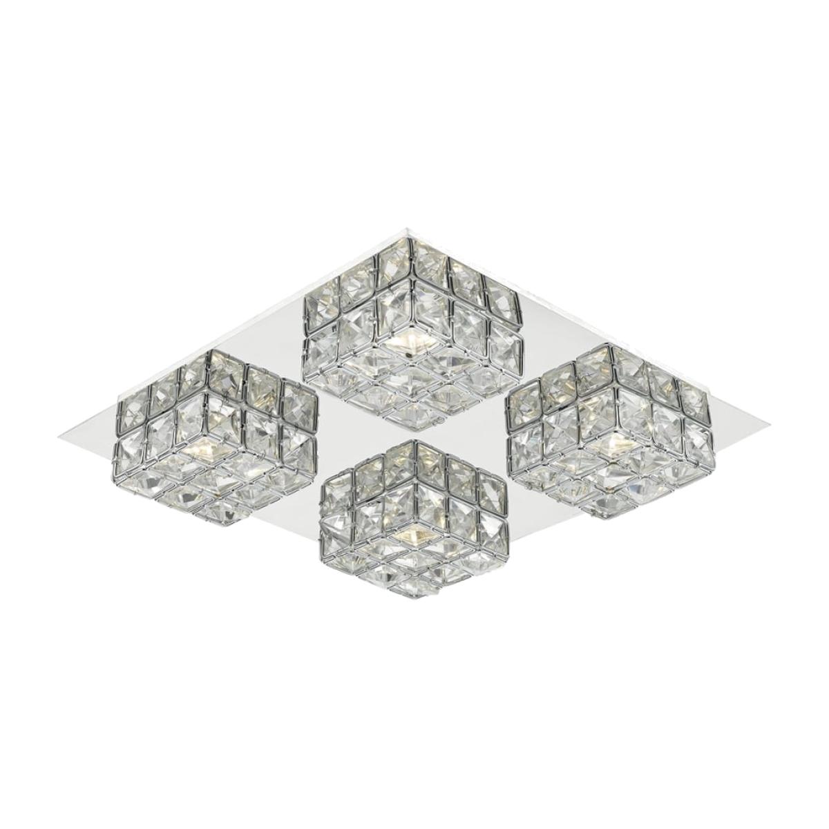 dar lighting IMO0450 Imogen LED flush glass faceted squares Polished Chrome frame