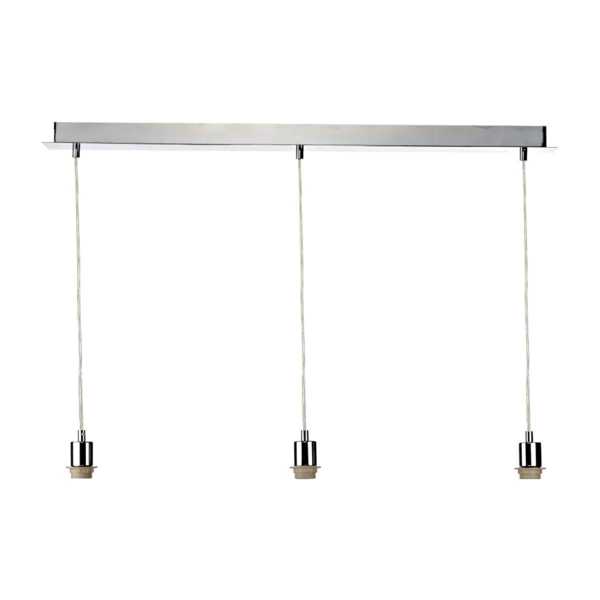 dar lighting Sp365 3 Light Polished Chrome E27 Suspension With Clear Cable