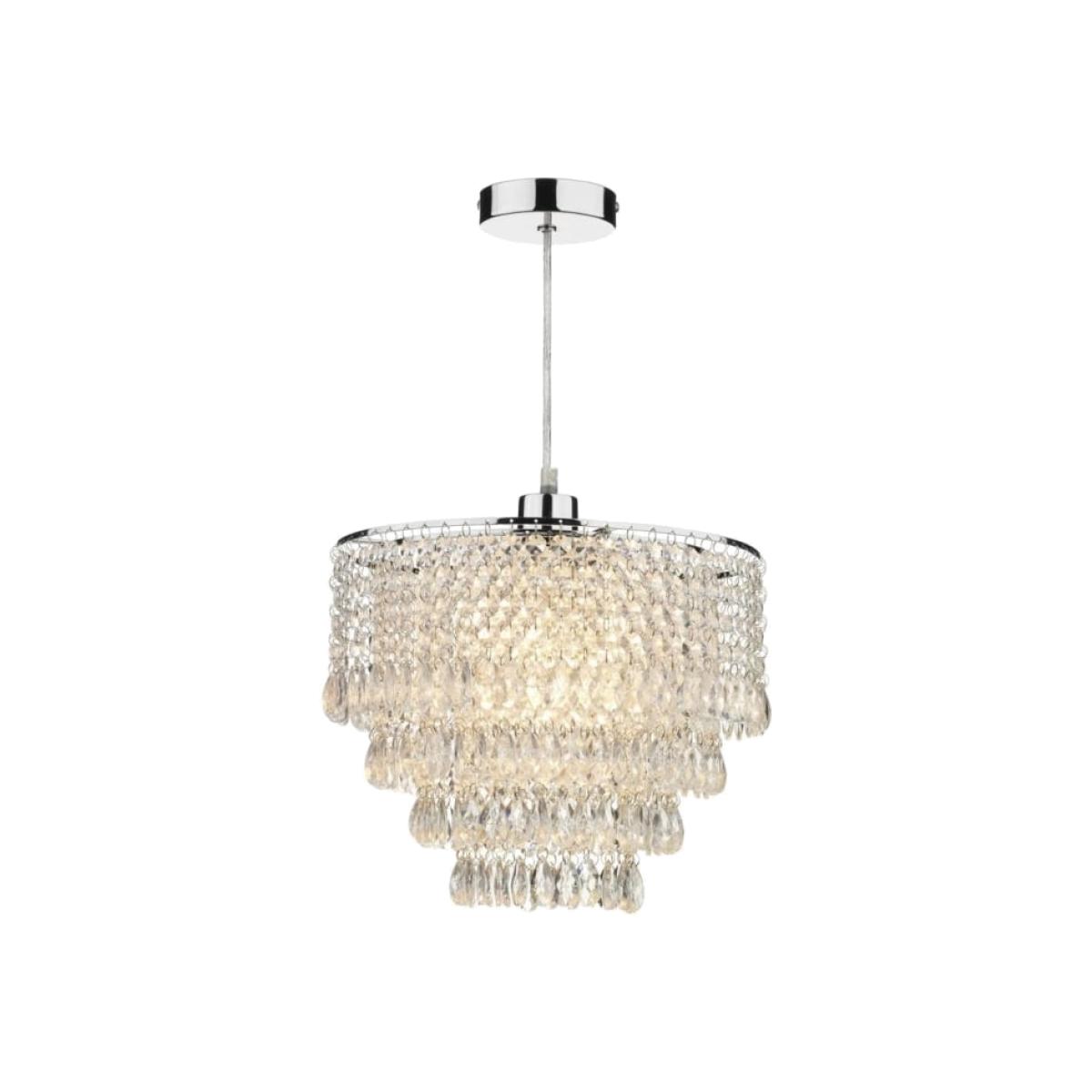 dar lighting DIO6508 Dionne Non Elec Pendant Polished Chrome Clear Droppers