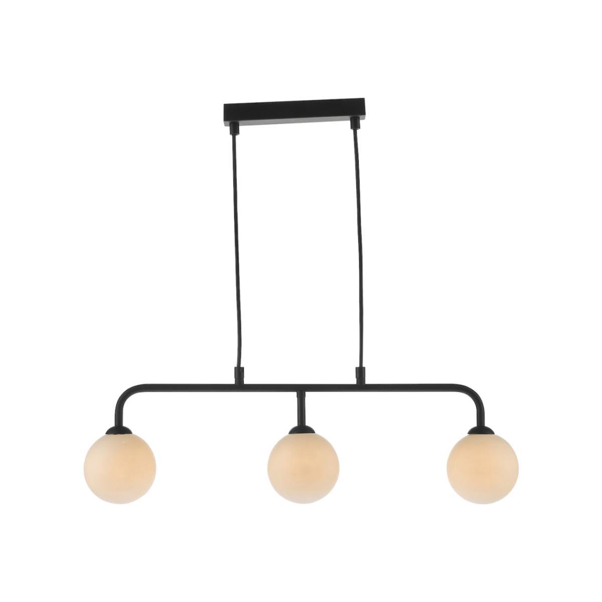 dar lighting FEY6222-02 Feya 3 Light Bar Matt Black Opal Glass – image 1