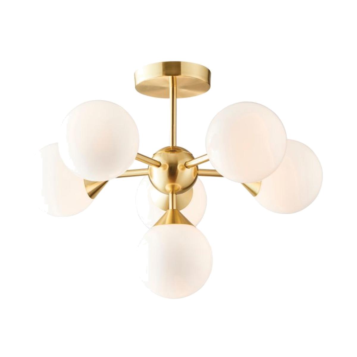 Lules 6 Light Semi Flush Ceiling Light - Brushed Gold
