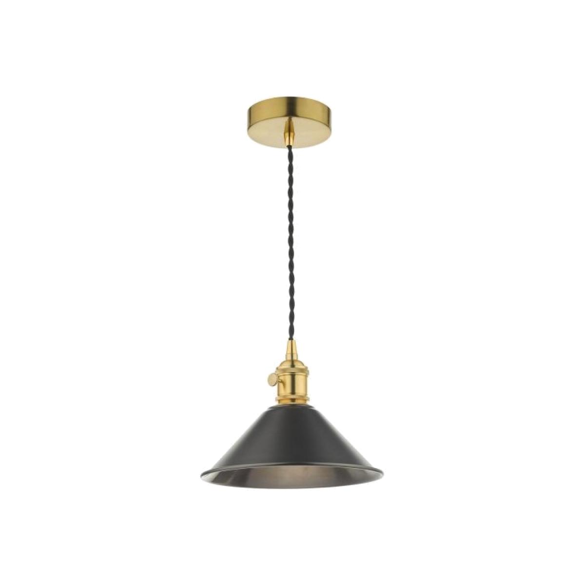 dar lighting Had0140-02 Hadano 1 Light Pendant Natural Brass With Antique Pewter Shade