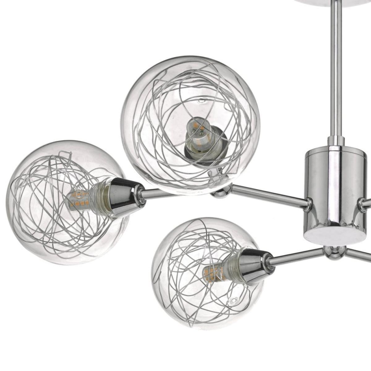 dar lighting TYK6450 Tyka 6 Light Semi Flush Polished Chrome and Glass – image 3
