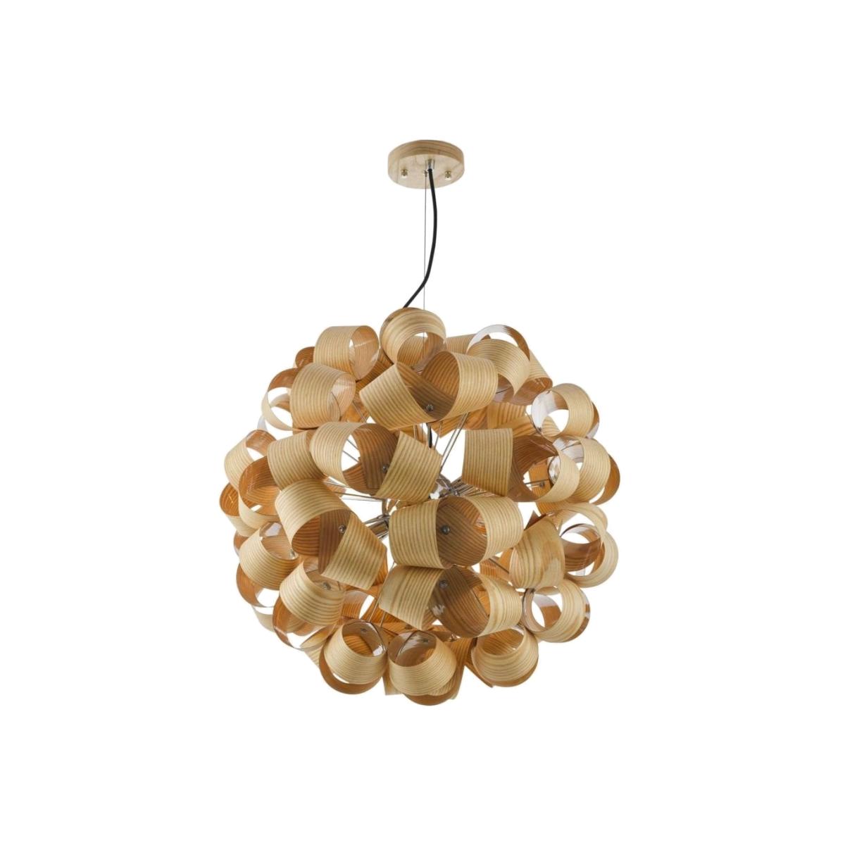 dar lighting Ayn0643 Ayna 6 Light Single Pendant Real Ash Veneer Satin Nickel