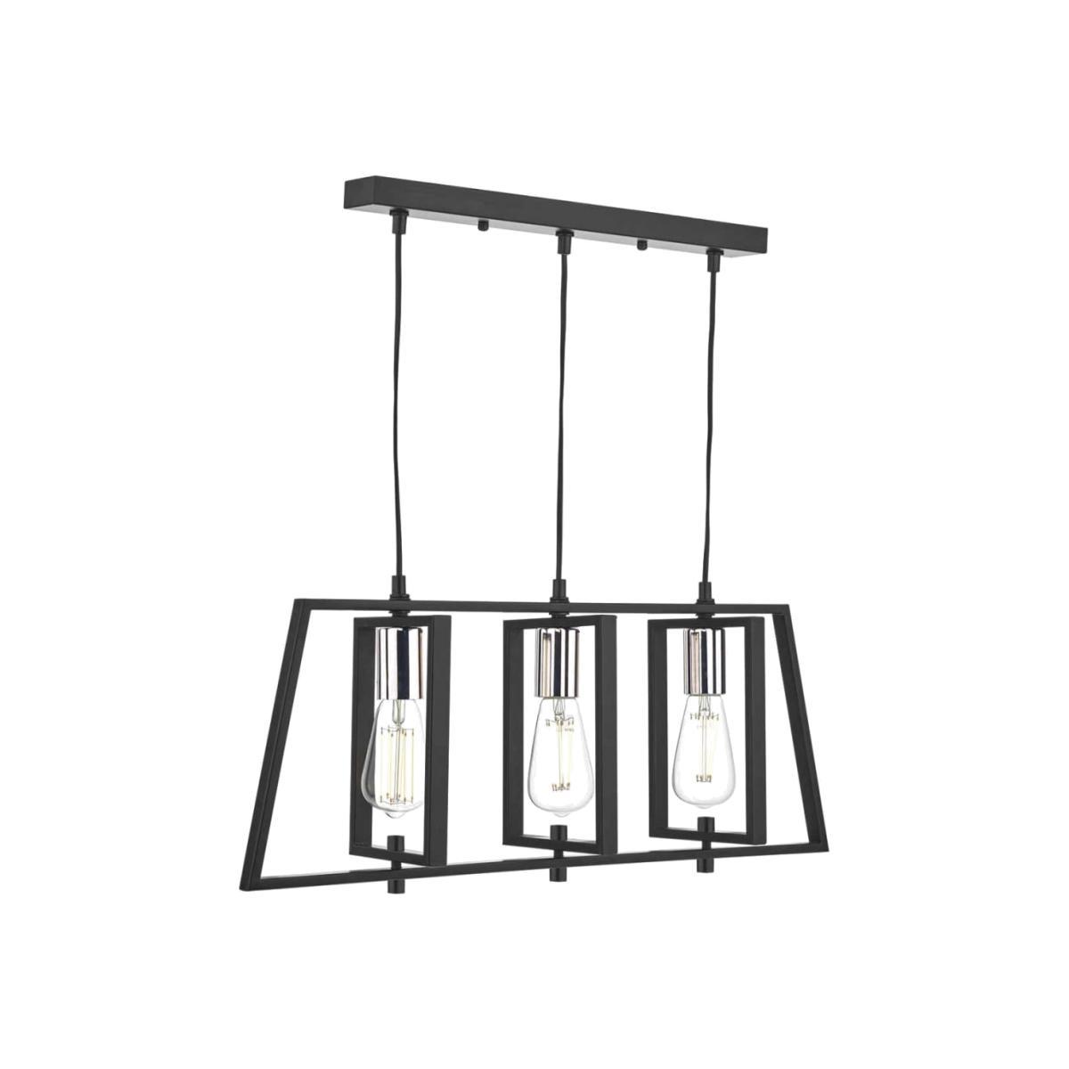 Dar Lighting DAX0350 Dax 3 Light Bar Pendant Black and Polished Chrome