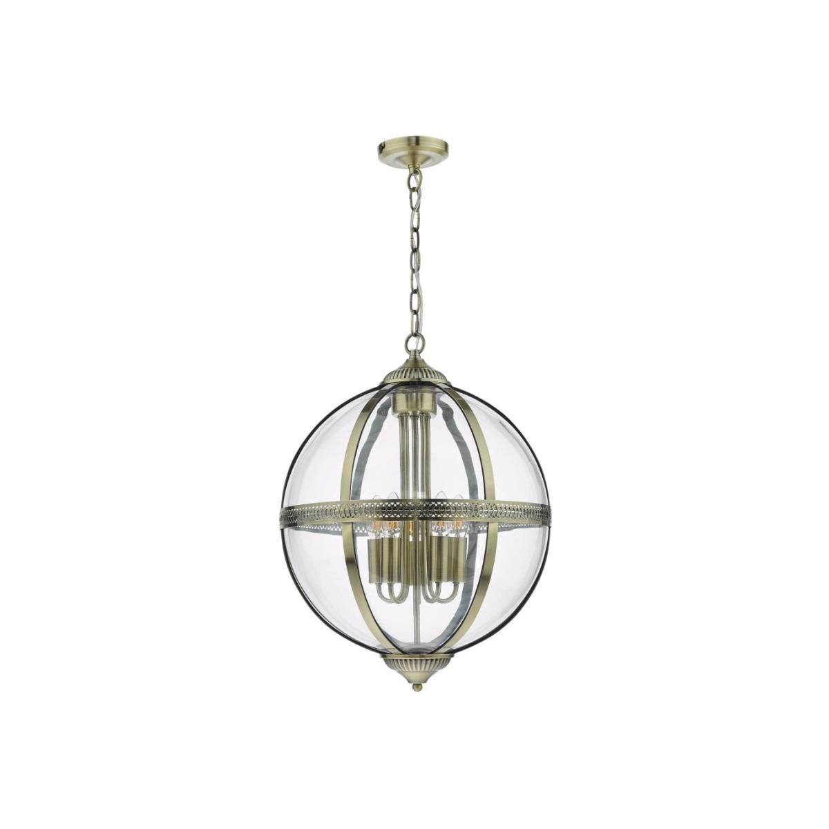 dar lighting Van0538 Vanessa 5 Light Pendant Polished Nickel And Clear