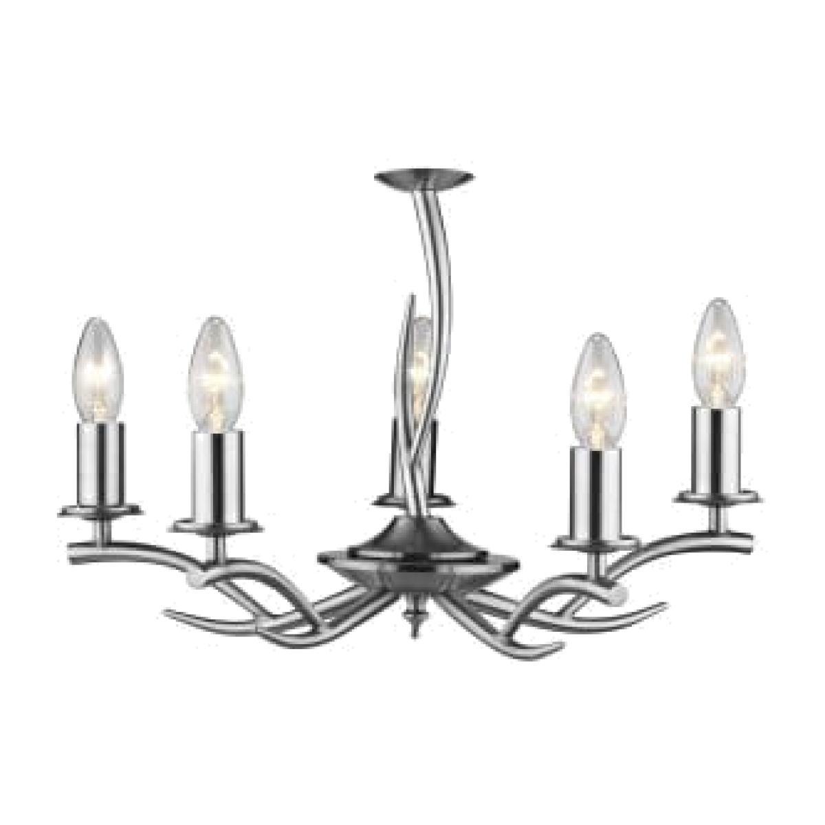 dar lighting Elk0546 Elka 5 Light Pendant Satin Chrome