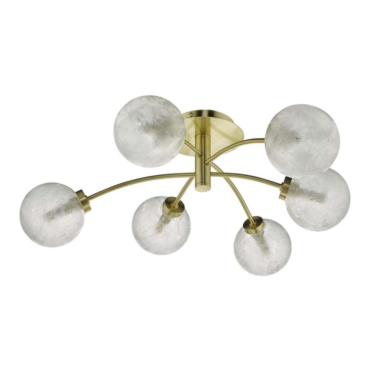 dar lighting AVA6441 Avari 6 Light Semi Flush Satin Brass And Clear Frosted Glass – image 2